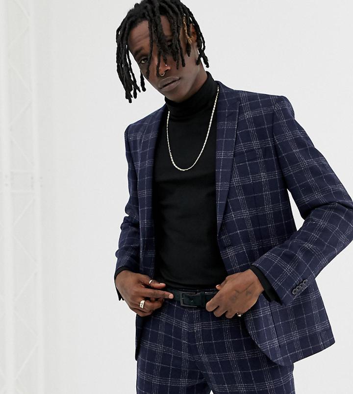 Heart & Dagger Slim Fit Wool Mix Suit Jacket In Navy