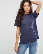 Asos Linen Mix T-shirt - Navy