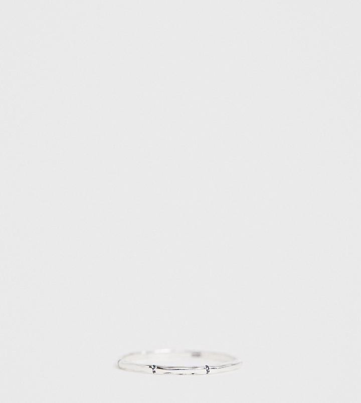 Asos Design Sterling Silver Ring With Etched Lines