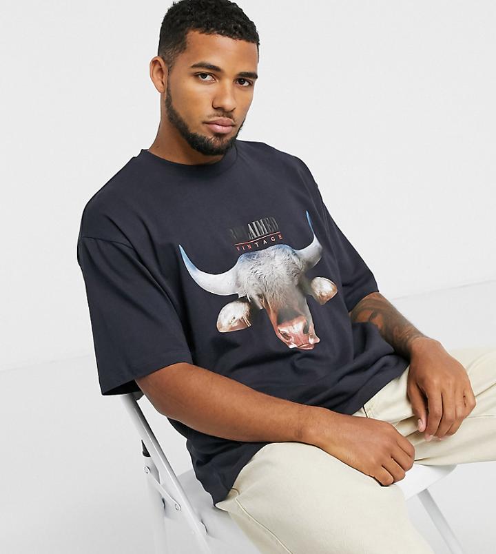 Reclaimed Vintage Inspired T-shirt With Front Bull Print In Black