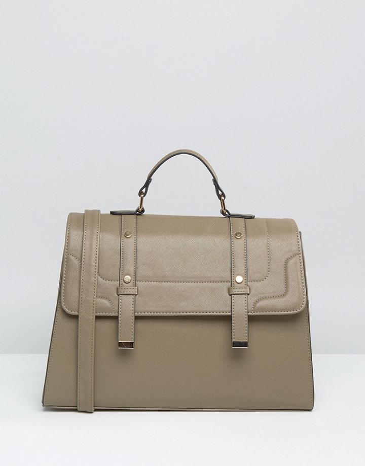 Asos Front Tab Satchel Bag - Green