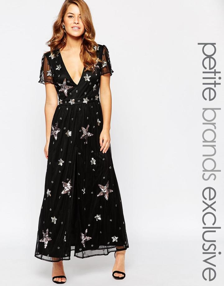 Maya Petite Star Embellished Maxi Dress - Black