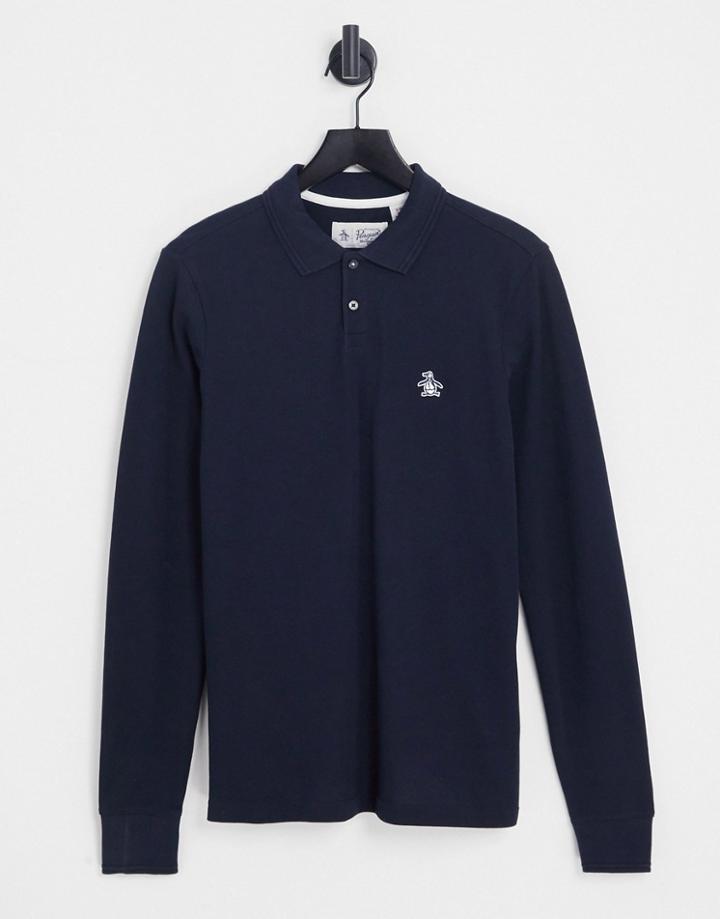 Original Penguin Long Sleeve Logo Polo-blue