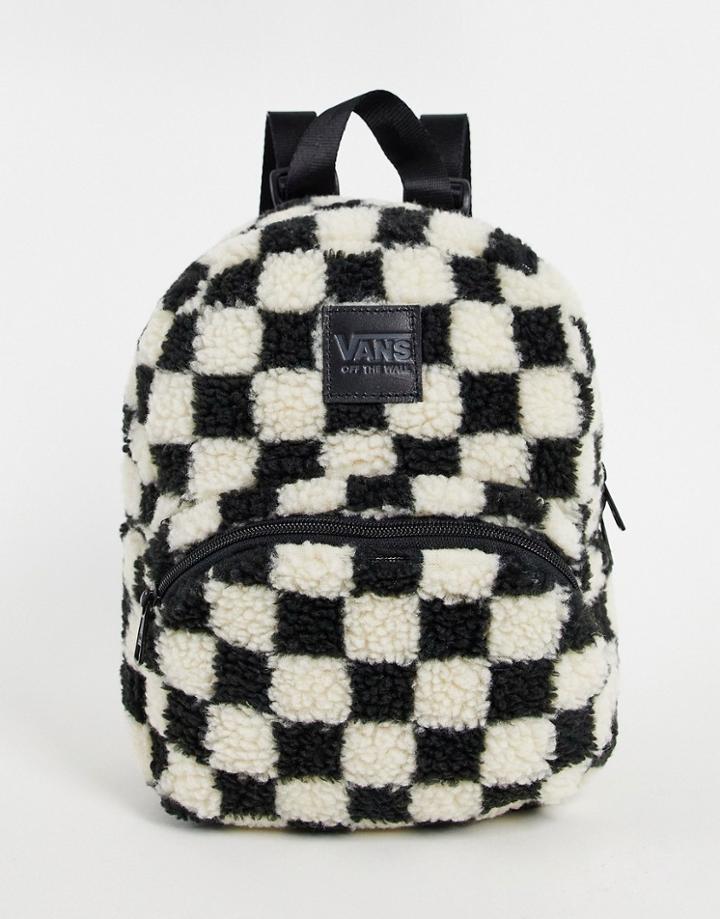 Vans Black Sheep Checkerboard Backpack In White/black