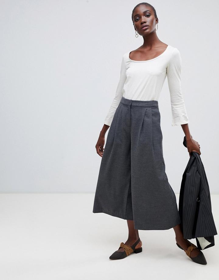 Finery Baker Wide Leg Culottes - Gray