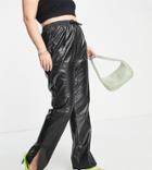 Missguided Plus Split Hem Croc Pants In Black