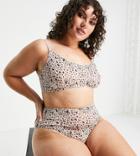 Asos Design Curve Tiggy Smoothing Seamless High-waist Knicker In Mesh In Splodge Print-multi