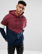 Yourturn Oversized Sweatshirt In Burgundy With Contrast Panels - Black
