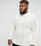 Asos Plus Cable Knit Sweater In Oatmeal - Beige