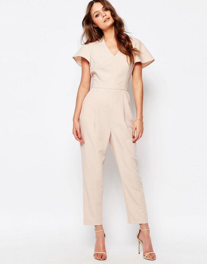 New Look Flutter Sleeve Jumpsuit - Pink