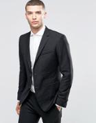 Sisley Slim Fit Suit Jacket With All Over Ditsy Triangle Print - Black
