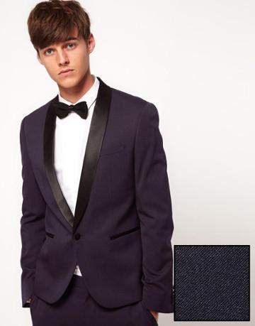 Asos Skinny Fit Navy Tuxedo With Shawl