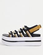 Nike Icon Classic Platform Sandals In Black/gold