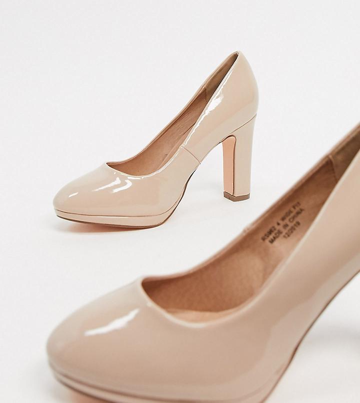 Simply Be Wide Fit Abigail Pumps In Blush-pink