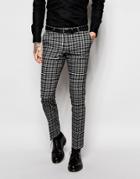 Noose & Monkey Monochrome Check Suit Pants In Skinny Fit - Black