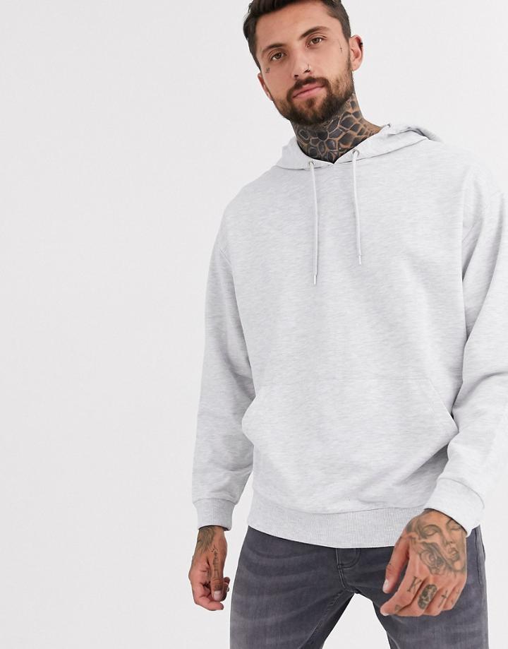 Asos Design Lightweight Oversized Hoodie In White Marl