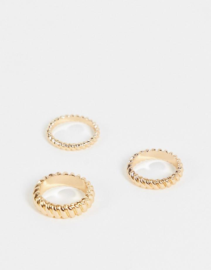 Aldo Acardotlan Pack Of Three Rings In Gold Twist