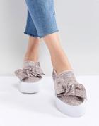 Asos Design Discovery Bow Flatform Sneakers - Multi