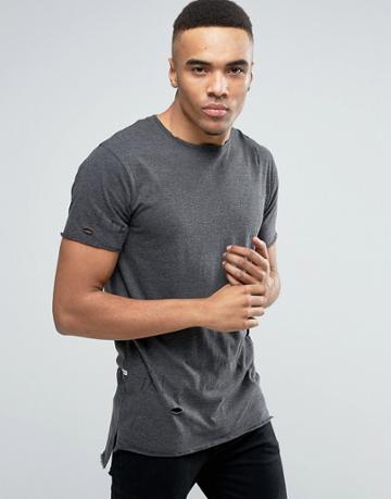 Redefined Rebel T-shirt With Stepped Hem - Black