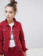 Only Fitted Denim Jacket - Red