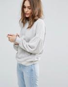 Vero Moda Balloon Sleeve Sweatshirt - Gray