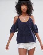D.ra Culver City Cold Shoulder Blouse - Navy