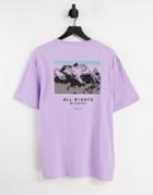 Selected Homme Organic Cotton Oversized T-shirt With Mountain Back Print In Lilac-purple