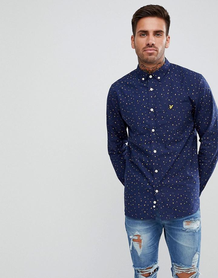 Lyle & Scott Climbing Wall Print Shirt In Navy - Navy