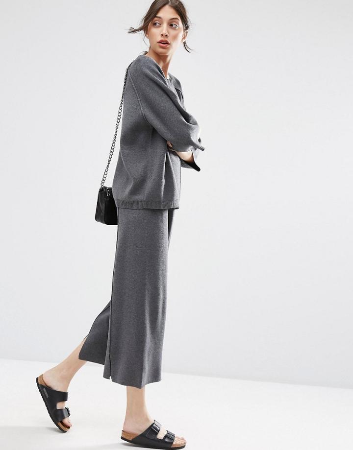 Asos Co-ord Knitted Culottes - Gray