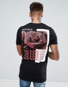 Asos Longline Muscle T-shirt With Rose Print - Black