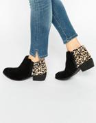 Dune Penelope Leopard Detail Suede Ankle Boots - Multi