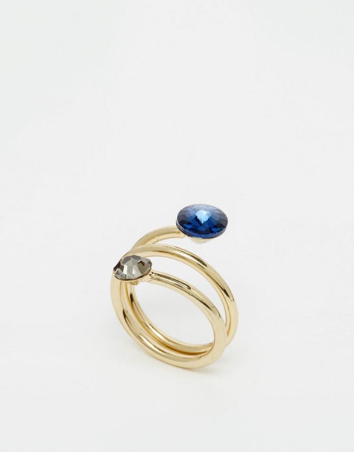 Nali Blue Double Strass Ring