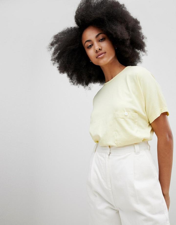Seeker Pocket T-shirt In Heavyweight Organic Cotton - Yellow