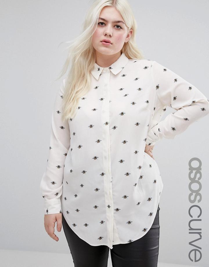 Asos Curve Bumble Bee Print Blouse - Multi