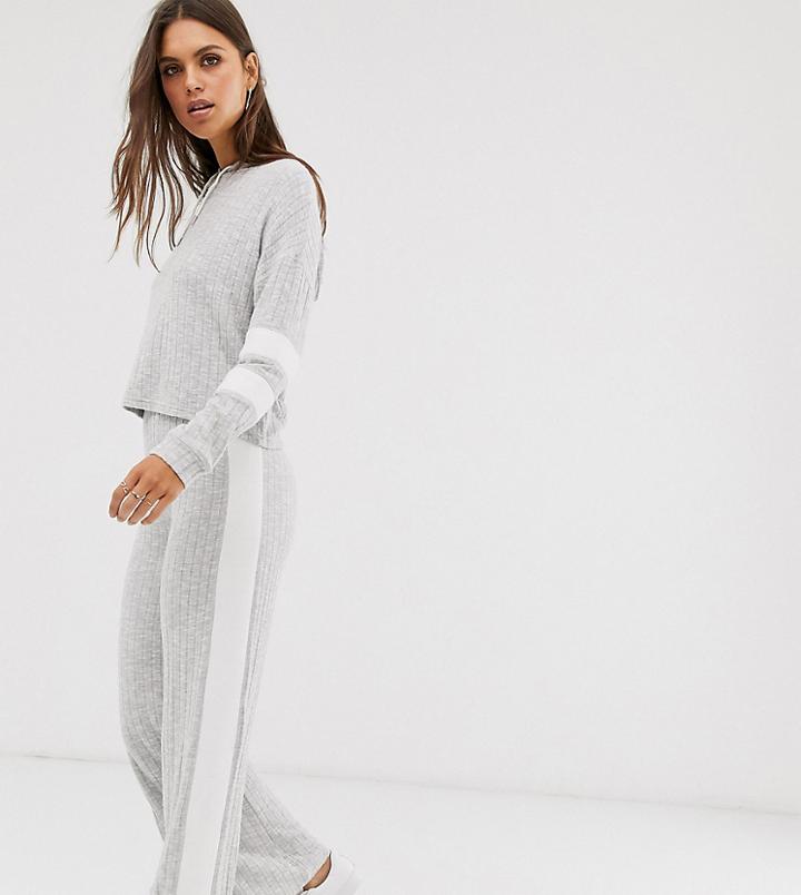 Micha Lounge Wide Leg Pants In Rib Two-piece - Gray