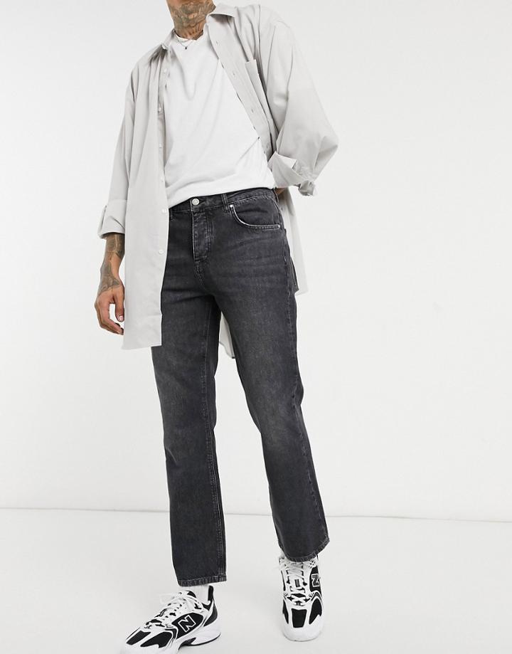 Asos Design Bootcut Jeans In Black Wash