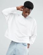 Asos Long Sleeve T-shirt With Extreme Batwing In Cropped Length In White - White