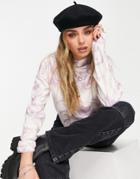 Bolongaro Trevor Cropped Wavy Print High Neck Sweater In Lilac-purple