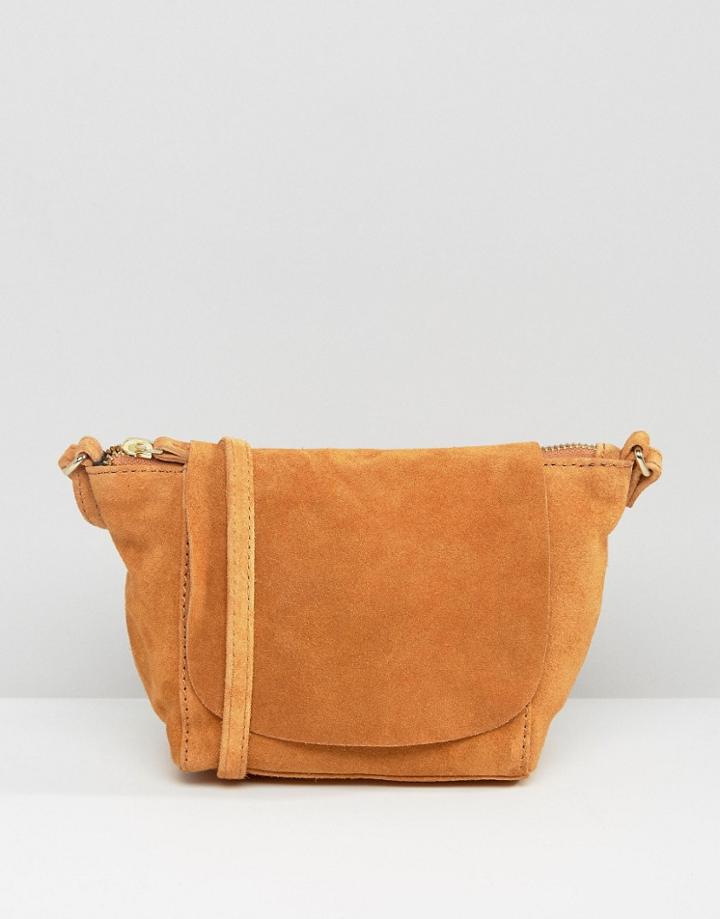 Asos Suede Curved Cross Body Bag - Tan