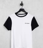 Collusion Vintage Fit T-shirt With Rib Sleeves In Ecru-white