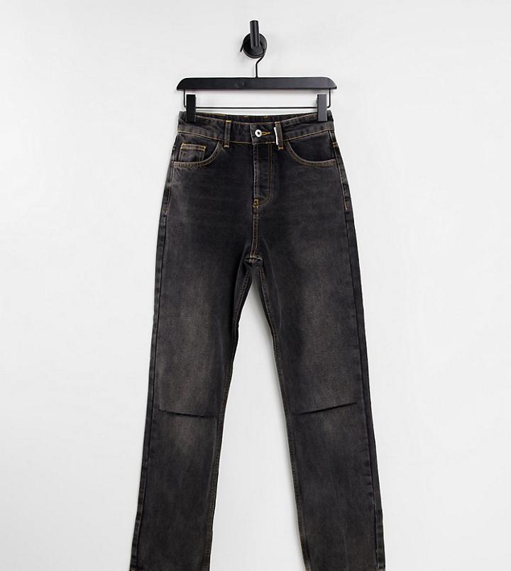 Collusion X000 Unisex 90's Fit Straight Leg Jeans With Knee Rip In Washed Black