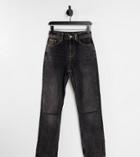 Collusion X000 Unisex 90's Fit Straight Leg Jeans With Knee Rip In Washed Black