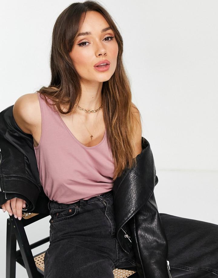 Asos Design Ultimate Tank Top With Scoop Neck In Organic Cotton Blend In Mauve-purple