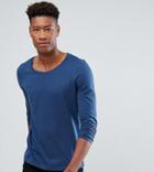Asos Tall Long Sleeve T-shirt With Scoop Neck - Blue
