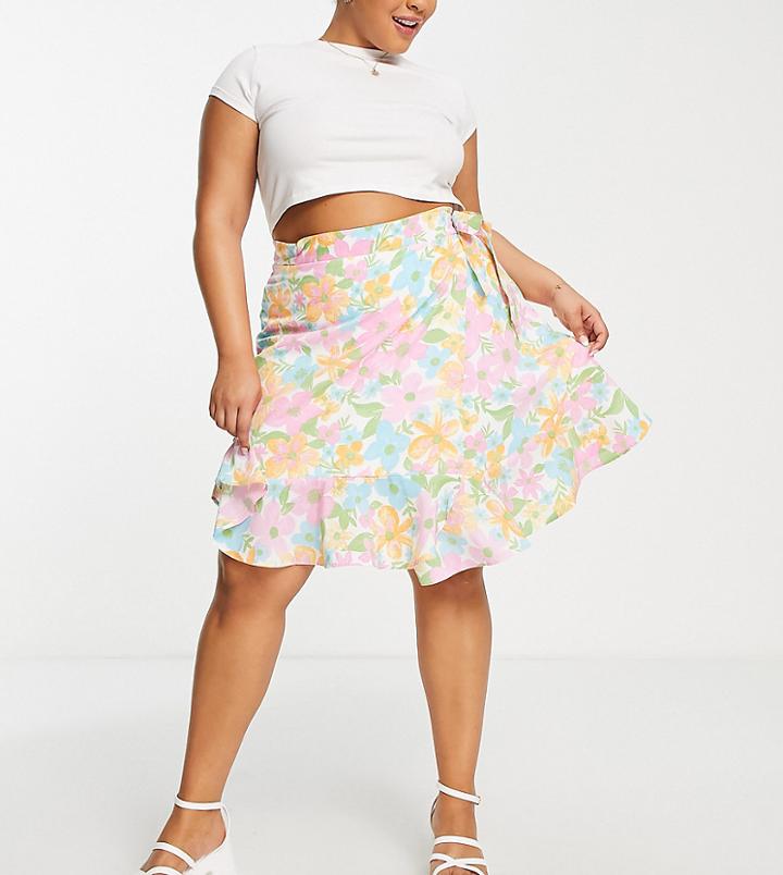 The Frolic Plus Floral Print Flippy Mini Skirt In Multi