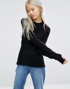 Weekday Mix Rib Knit Jumper - Black