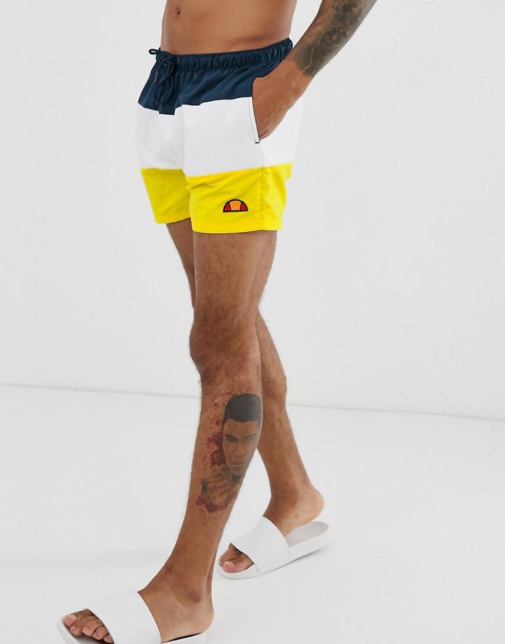 Ellesse Cielo Block Panel Shorts In Yellow