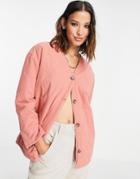 Topshop Washed Quilted Ovoid Jacket In Pink