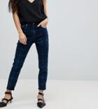 Asos Petite Farleigh High Waist Slim Mom Jeans In Check Print - Multi