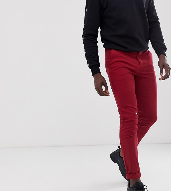 Asos Design Tall Slim Chinos In Wine Red
